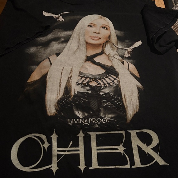 The Concert Tee Tops - CHER Black Graphic Short Sleeve Tee - Living Proof Design vintage CHER Concert T